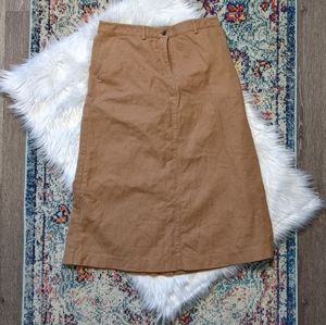 L.L. Bean Light Brown Tan Midi Skirt Zipper